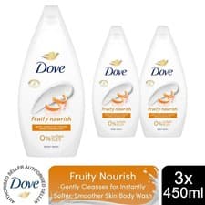 Image of Dove Fruity Nourish Body Wash 0% Sulfate SLES for Soft & Smoother Skin 450ml,3pk