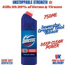 Image of Domestos Original Thick Bleach 750ml Kills 99.99% Germs & Viruses Deep Clean UK