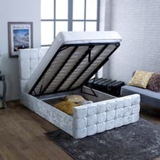 Image of OTTOMAN STORAGE GAS LIFT UP DOUBLE & KING SIZE FABRIC BED MEMORY FOAM MATTRESS