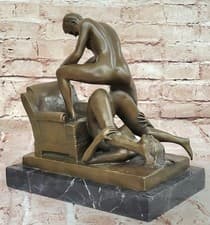 Image of Highly Erotic Solid Bronze Sculpture Marble Base Figurine 20 LBS figurine Sale