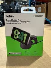 Image of Belkin BoostCharge Pro 2-in-1 MagSafe Fast Wireless Charging Dock Black RRP £109