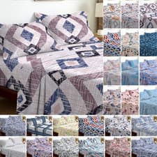 Image of 4PCS Flower Print Brushed Microfibre Fitted Sheet, Flat Bed Sheet & 2 Pillowcase