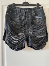 Image of Very Cool RICK OWENS DRKSHDW Gray Geth Cutoffs Denim Shorts Sz 32 RRP £900