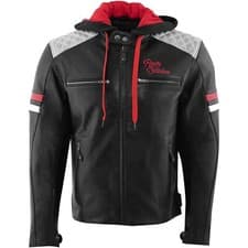 Image of Rusty Stitches Men's Motorcycle Jacket Size L Jari Hooded V2 Retro Leather