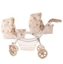 Image of Roma RHS Twin Dolls Pram - Teddy - Moving Wheels & Folding Pram [New in Box]