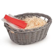 Image of Handmade Wicker Oval Storage Gift Hamper Basket With Handles, White or Grey