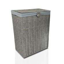 Image of Arpan Laundry Basket Cloth Bin Resin Hand Woven Hamper Black, Grey, White