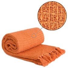 Image of Throw Blanket for Sofas Bed Runner Honeycomb Waffle Soft Cotton Honeycomb