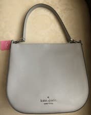 Image of Kate Spade New York 'Lexy' Large Pebbled Leather Shoulder Bag in Pale Grey