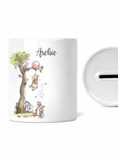 Image of Personalised Ceramic Winnie The Pooh Money Box Gift Idea , child's saving jar