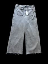 Image of Good American Good Waist Palazzo Cropped Raw Hem Jeans Size 15 Plus NWT!