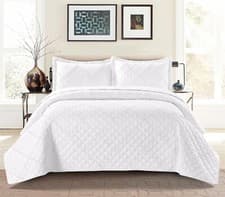 Image of 3 Piece Quilted Patchwork Bedspread Throw Bedding Set Single Double King SK