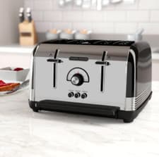 Image of Morphy Richards Venture Retro 4 Slice Toaster Black 240331 Defrost Reheat GRADED