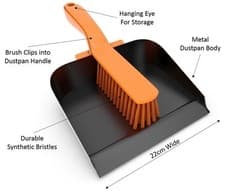 Image of NEW HEAVY DUTY METAL DUSTPAN AND BRUSH STEEL DUST PAN AND STIFF PVC BRUSH