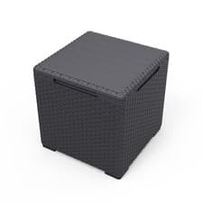 Image of Keter Storage Box 3in1 Black Side Table Stool Garden Chest 37x37x37cm