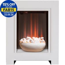 Image of Adam Monet White Electric Fire Fireplace Surround Wood Heater Flame Effect Suite
