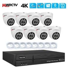 Image of 8pcs Full 8MP 4K ColorVu Security 2-Way Audio DOME Camera 16CH 8 POE NVR System