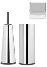 Image of Brabantia 3 Piece Toilet Accessory Set (Brilliant Steel) Toilet Brush & Holde