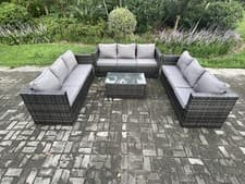 Image of Fimous Outdoor Rattan Garden Furniture Set Patio Sofa Set with Coffee Side Table