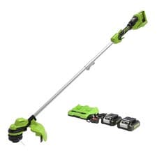 Image of Greenworks 48V (2 X 24V) Line Trimmer with 2 x 24V 2Ah Batteries and charger