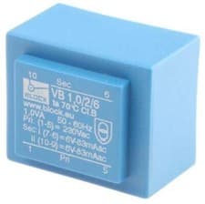 Image of 1 x 1 x 1 x Block Vb1.0/2/6 Isolation Transformer, Ei 30 X 10.5, 1 Va, 1 X 230v,