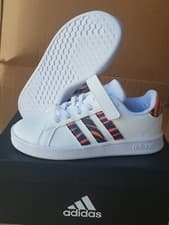 Image of Boys Girls Adidas Grand Court Leather Trainers Junior Children