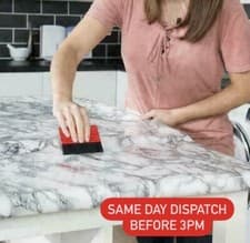 Image of D-C FIX GLOSSY BLACK WHITE SELF ADHESIVE MARBLE STICKY BACK PLASTIC VINYL FABLON
