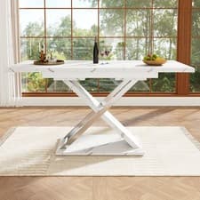 Image of Extendable Dining Table Modern Kitchen Table Space-Saving 120-160 x 75 cm White