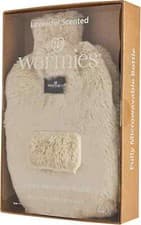 Image of Warmies Luxury Heatable Bottle Faux Fur Microwavable Heat Pad Almond