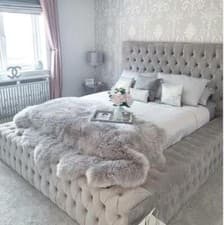 Image of Park Lane Plush Velvet Chesterfield Upholstered Bed Frame Base with Headboard