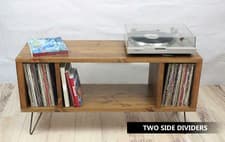 Image of Handcrafted Solid Wood Record Player Stand: Vinyl Storage Furniture