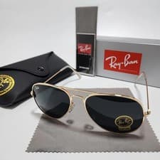 Image of Ray-Ban RB3025 Aviator Sunglasses Gold Frame Glass Lens 58 mm