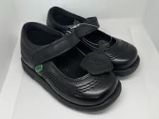 Image of New Kickers Girls UK 5 EUR 22 Fragma Pop Infant Black Leather School Shoes