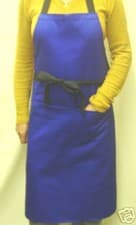 Image of Bib Front Style Bar Apron in Royal Polyester/Cotton