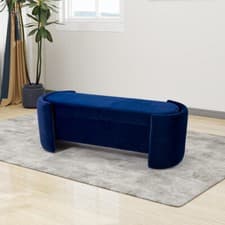 Image of ﻿ Oval Velvet Storage Ottoman Storage Bench Footstool End of Bed Furniture Seat
