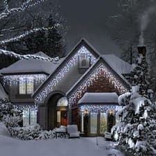 Image of Christmas Led Snowing Chaser Effect Icicle String Lights Timer Memory In/Outdoor