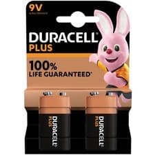 Image of Duracell Plus PP3 9V Alkaline Batteries - Pack of 2