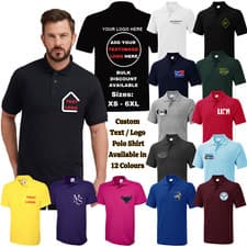 Image of Custom Polo Shirt Personalised Logo Printed Workwear Uniform Business Staff Tee