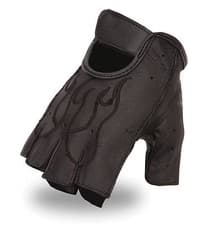 Image of Milwaukee Leather Black Flame SH198 Embroidered Fingerless Glove w/ Gel Palm