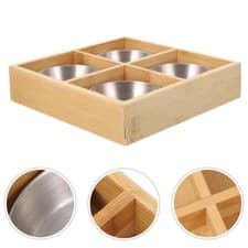 Image of Four-grid Bamboo Tray Appetizer Serving Trays Compartment Platter