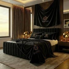 Image of OTTOMAN STORAGE BED PANEL PLUSH VELVET UPHOLSTERED BED FRAME- MEMORY MATTRESS