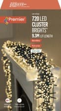 Image of Premier 720 LED Cluster Multi-Action Christmas Tree Lights Timer - WARM WHITE