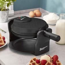 Image of Rotary Belgian Waffle Maker Deep Fill Non-Stick Plates 920W Cooks Professional