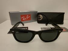 Image of Ray-Ban Wayfarer RB2140 Classic Glossy Black Sunglasses Grey Lense New With Case