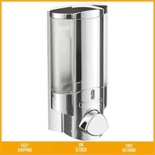 Image of Sleek Single Chamber Wall Mount Soap and Shower Liquid Dispenser Chrome 11oz