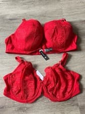 Image of Ann Summers Sexy Lace Red Plunge & Non Padded Bras Size 44F