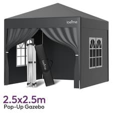 Image of 2.5x2.5m Pop Up Garden Gazebo Weatherproof Patio Sunshade Tent With 4 Sidewalls