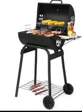 Image of BBQ Charcoal Grill with Wheels, Outdoor Barbecues & Smokers with Side Table,