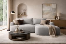 Image of 48h delivery Corner Sofa Bed Storage Springs Very Soft Velour Fabric Grey