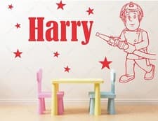 Image of #066 Personalised Fireman Sam Sticker Decal Stickers Kids Bedroom Childs Room